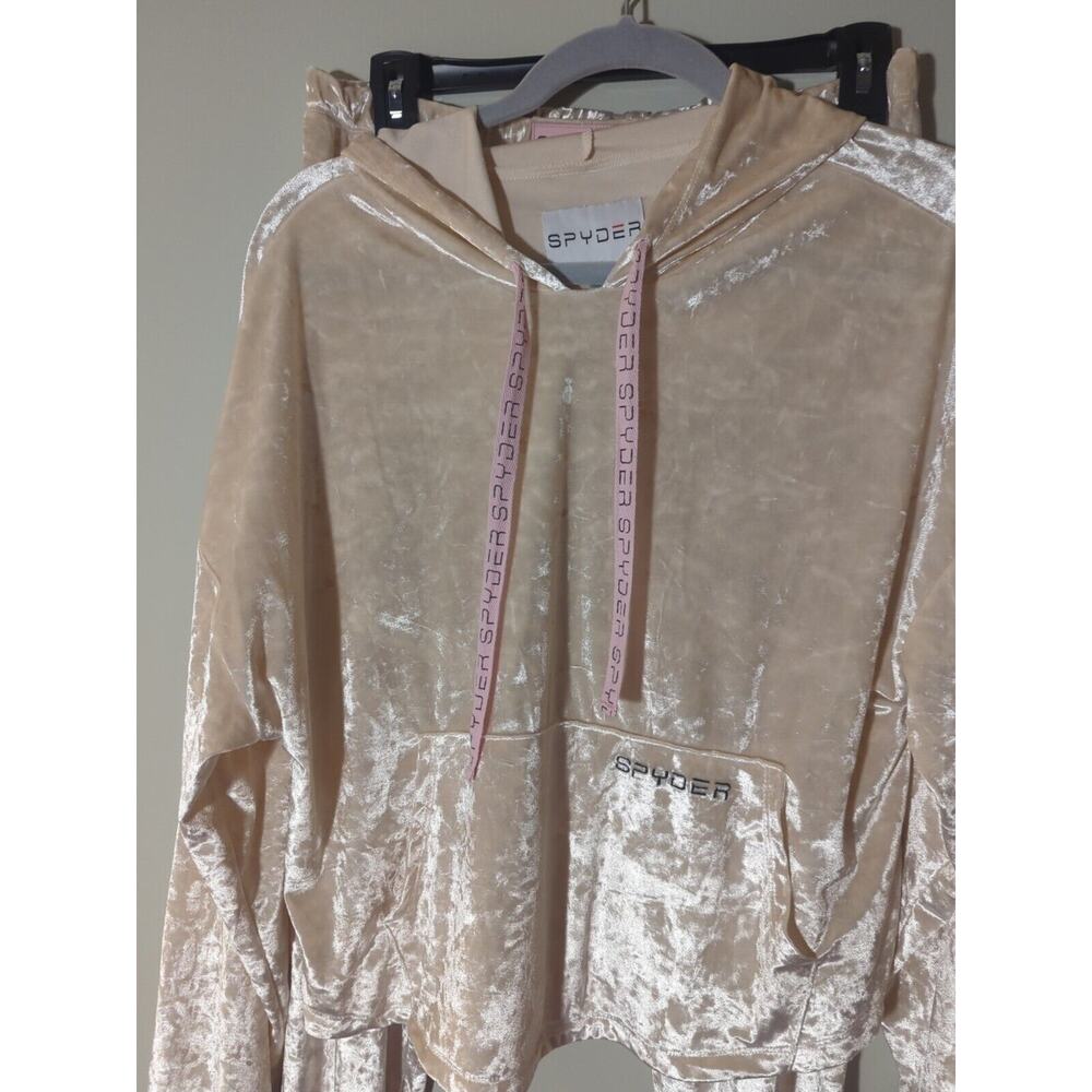 Spyder Pajamas Loungewear Ivory Velour Shiny L Women’s Comfy - Picture 3 of 9
